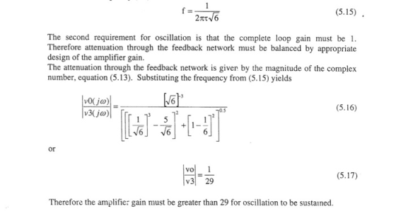 f= 2016 (5.15). The second requirement for oscillation is that the complete loop gain must be 1. Therefore attenuation throug