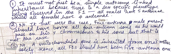 TITIA 6 It must not just be a simple autosome linked Inheritance because there is a sex specific phenotype being obsesved in