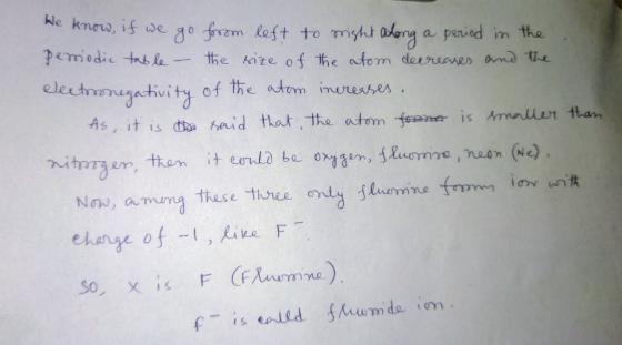 We know, if we go from left to right along a period in the periodic table - the size of the atom decreases and the electroneg