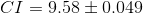 CI = 9.58\pm 0.049