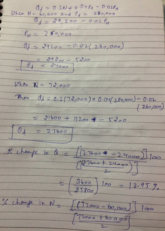 = 0.3N+0.04Pt - 0.020H When N= 60,000 and pt = 280,000 Od = 29,200 -0.02 Pu P4 - 2.50,000 Od - 279200 -0.024.260,000) - = 292