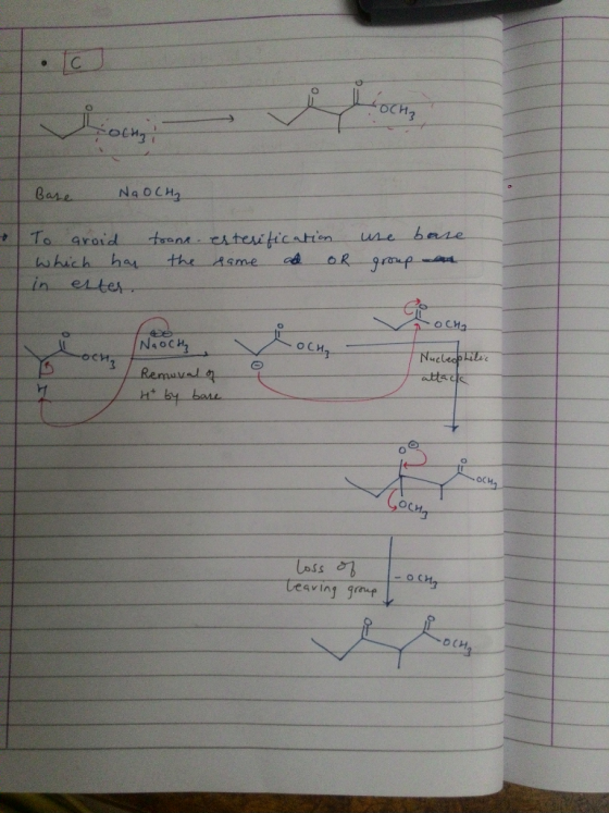 LOCH3 Base NaOCH₂ To groid which has in enter. toone the esterification same ad or ure base. group on -OCHA NaOCH -OCHg ochy