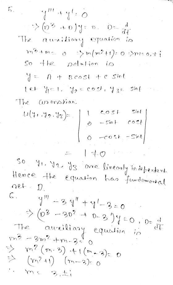 5. y!!! O 2 AD at -> (o? ologi The Qumiliony equation in :> m(m?+1): 0 :>m=0,+ i met me 0 So the solution is 4 nt a cost of c