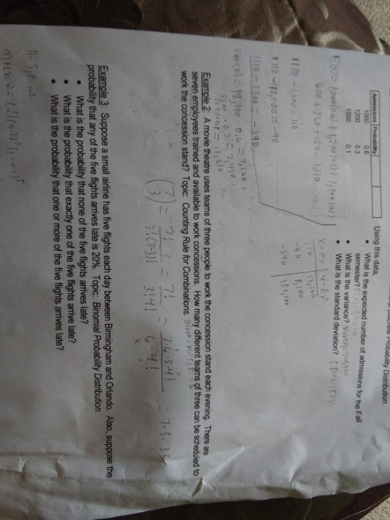 Admissions Probability 1000 0.6 1200 0.3 1500 0.1 MIUI DISIW Probability Distribution. Using this data, • What is the expecte