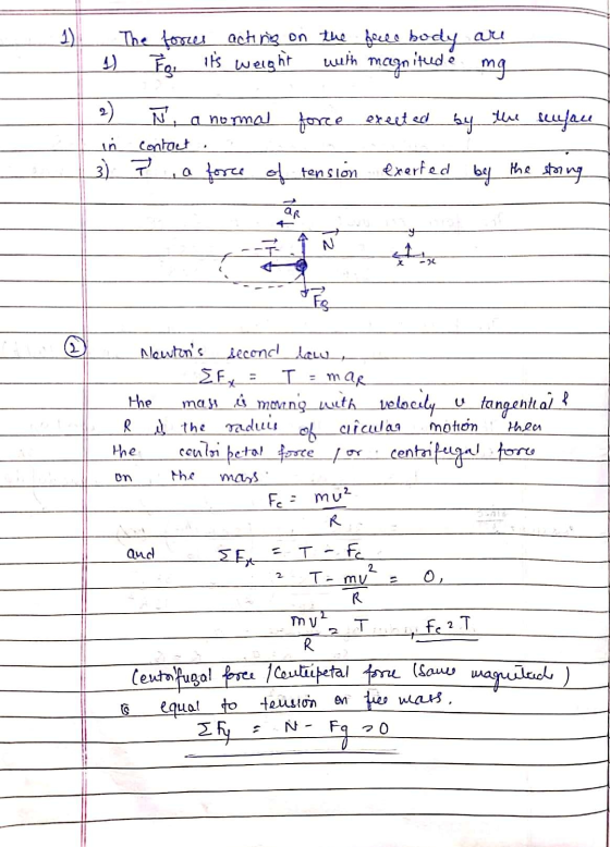 1) 1) The forces acting on the faces body are For its with mg weight magnitude 2) Ñ , a normal force exected by the surface