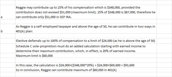 Reggie may contribute up to 25% of his compensation which is $348,000, provided the contribution does not exceed $51,000 (max