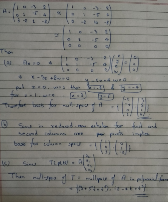 O-3 2 2 23 1 4 4 3 -2 1 -2 -2 -3 O 4 1 O Than 2 Ax-O -32 +2w=O -Sz+4 w-O & put fox Trorefore bats for-paA then 4 - 1 3 -4 / 1