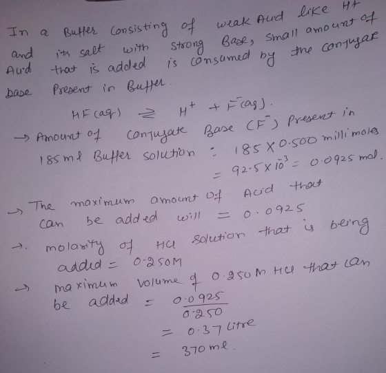of weak and like HA Base, small amount of ed by the conjugar In a Buffer consisting of weak And and its salt with strong Base