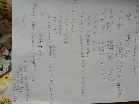a According to Clausius - clapeyson equn. log (1) - Hunt ( + - 1) on. In - as the home to the task 346278) or in the arm - 2.