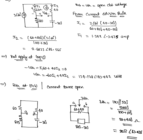 vab = uth = IN In 40 con vab open olet voltage foram current division Rule 3200 + 2;&o -303 I, 3468 (40-303) Go +803 +40-108