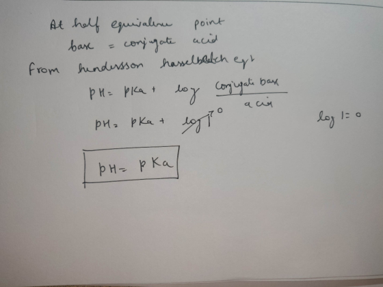 At helf equivalene point base = conjugate acid from hindersson hasselbllich egr РИ - 4 от Сојувь бы ри, ple 4 of 1 o acie log