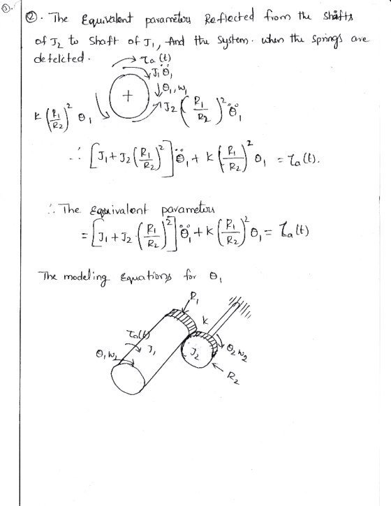 | ©. The Equivalent parametery Reflected from the Shäfts of Iz to shaft of Ji, And the system, when the springs are de felict