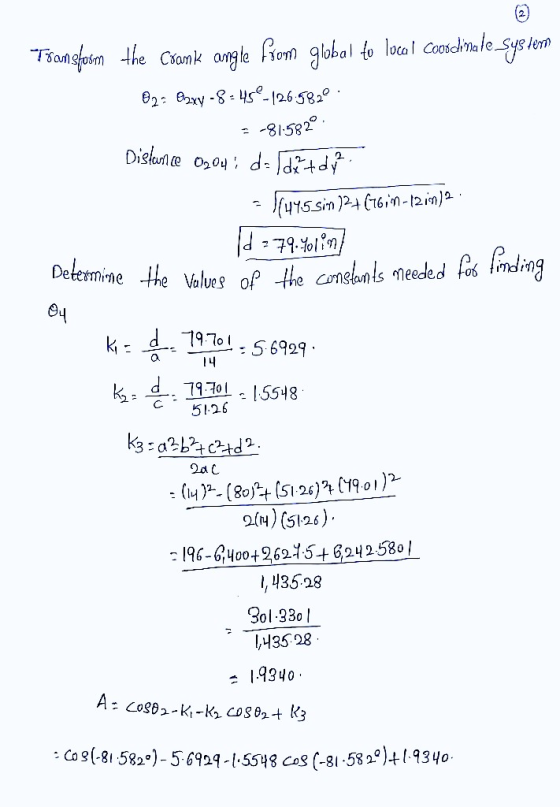 Transform the crank angle from global to local coordinade System 82: Bzxy-8-45°-126.5820. --81-5820 Distanice 0204 i do detto