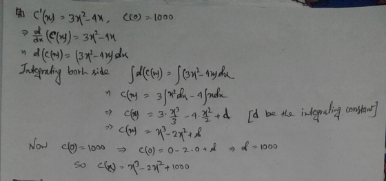 h ch 2 Integrating 34²4 ) 2 1000 (Clay) = 38-40 & (c(t) = (377²-4ry du both side sole(a) = ( (34- Aryda chey 2 3/8 de - Afne