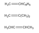 H2C= CHCEH H2C= C(CH3)2 H3CHC=CHCH