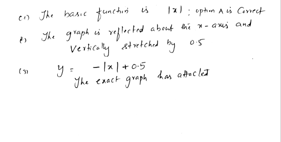 la); option A is Correct C on The basic function is The graph is reflected about the n-arus and Vertica stretched by 0.5 -lal