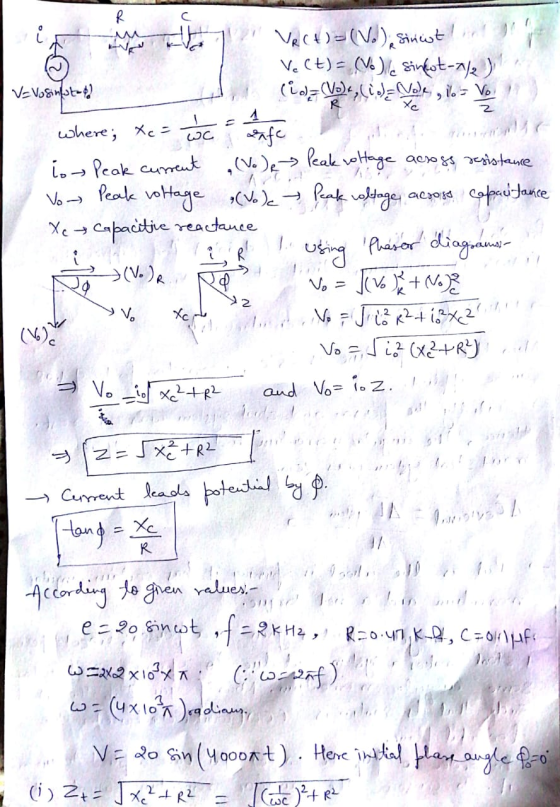 R C 2 wc i VRCP) = (V. De Sinct Vect) - (V) sinkut-1/2) V=Vosinstad! (idzV), Cid Valle, no vo where; X = wc a fafe lor Peak c