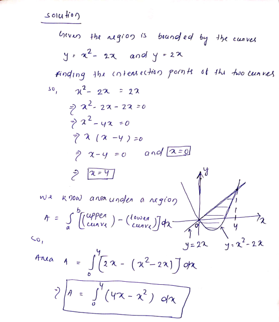 solution eseven the region is bounded by the cunves y : x2- 22 and y = 22 finding the intensection points of the two cunres s