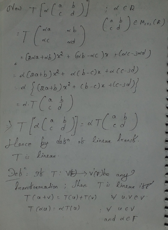 b Now T[(a dded (a b c Mr. (R) La ab Care ad = (ada + ab) x2 + (ab-4c) x + (dc-3ad) = 2 [aat b) x2 + acb-c) x + (c-3d) (C-3d