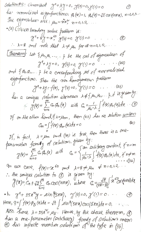 Solutions #2 : Given that 21+10=0, 200)=0,70) - 0 0 ha normalized ei gonfunctimo: % (Q)=1, 2,(C) = 13 C02(ntx), n=1,2,3. --