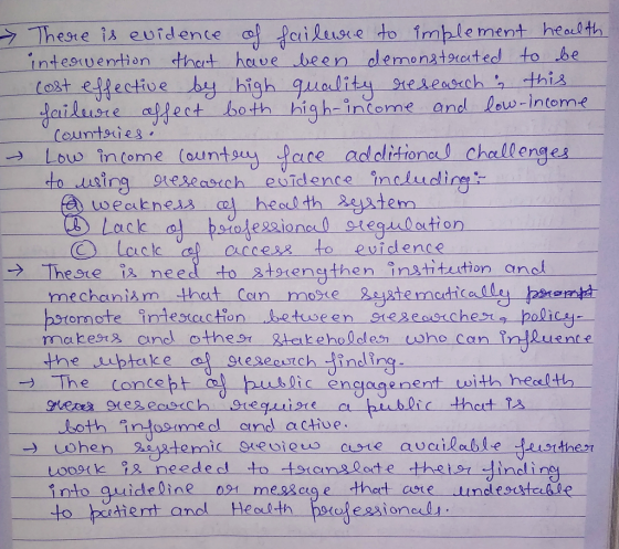 - There is evidence of failure to implement health intervention that have been demonstrated to be cost effective by high qual
