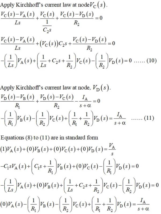 Apply Kirchhoffs current law at nodeVc(s). Vc(s)-VA(s) Vc(s) Vc(s) – V) (s) - 0 IST R + +- R Vc ()-AO)+(66)C>${c()=600)=0 C
