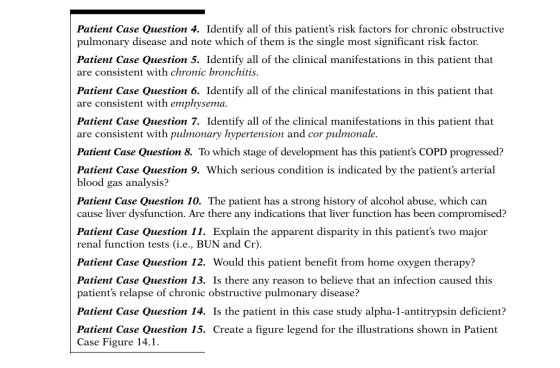 Patient Case Question 4. Identify all of this patients risk factors for chronic obstructive pulmonary disease and note which