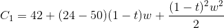 C_1=42+(24-50)(1-t)w+\frac{(1-t)^2w^2}{2}