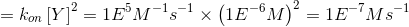 = kon Y 2 = 1EM-1:-1 (1E-6M)2 = 1E-?Ms-1