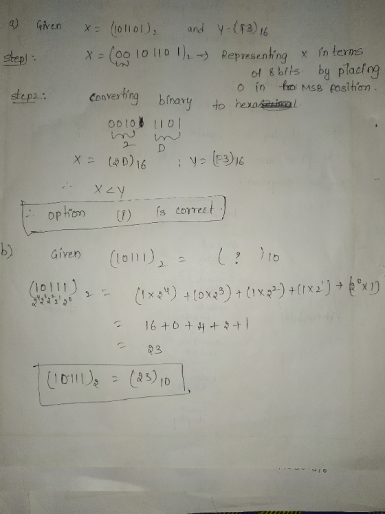 a) Given x = (101101), and y=(13) 16 steps: x=600 10110 1) Representing & interms. O of 8 bits. by placing 0 in ho MSB positi