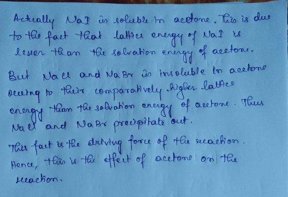 Actrally Nat in soluble m acetome. Tto is dus to teo fact thot later eneg leuen tRom te selvahom NaT aeetons F/C inseluble tn