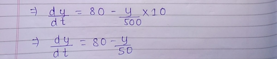 dy dt 80 - y_X10 500 U dy = 80-y dt 50