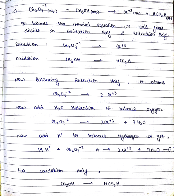 Cz0709-1 - + CH3OH-(044) -t ats.com:) __H(OH- go balance divide the chemical oxidation in equation Haly we & will just Reduct