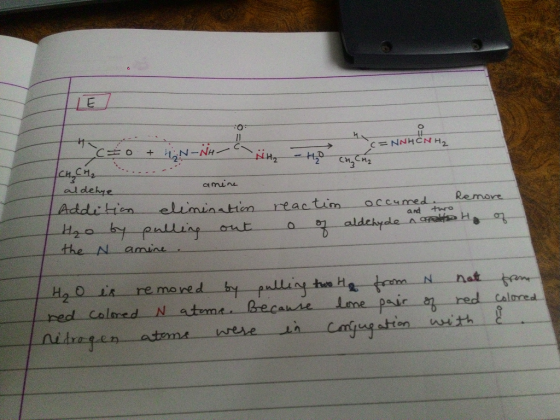 C= NNHCN NH2 - Ho Cho cha C to + HN-NH- CH, CH, ....... aldehye amine Addition elimination H₂o by pulling out the N amine Rem