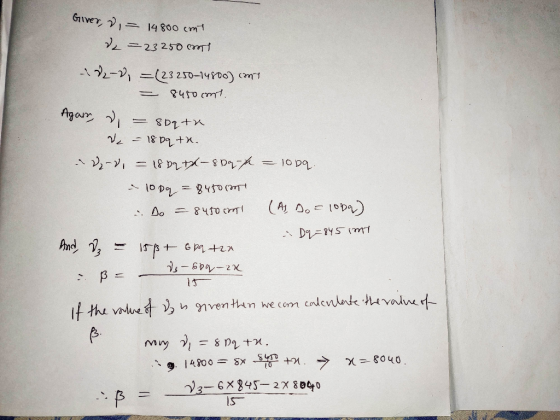 Giver, v, - 14800 cont v = 23250 ml -102-) =(23250–14800) (my = 8450 cm. Again, 2 - s0q+r. de = 18Dq tn. D2-2, = 18 Dq tx- 8D