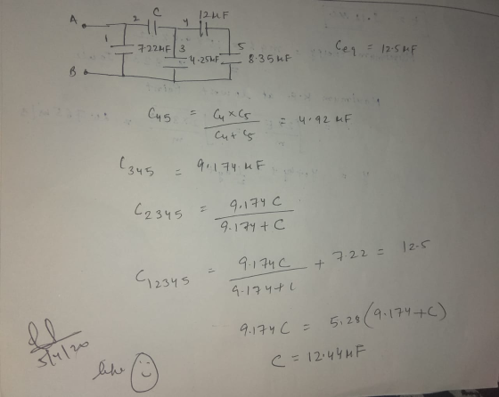 12 и F 1-22 НЕ Ceq = 12.5MF 1.250F 8.35kFS - Cus - 1 ч 42 uF x Curs 4 чиг 13ч C234 5 = 9, 1719 с ч. 1 99 + C 2- . 72 2 + 1 С.