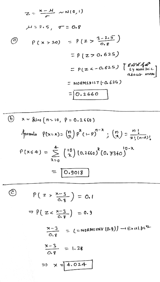 2-* ~110,11 U-2.5 = 0.8 3-2.5 ) Plz 7 PCX > 3.0) - P(Z > 0.8 EP127 0.625) =PLZ <-0.625) I ELS I sy mme mic abour meam - NORMS