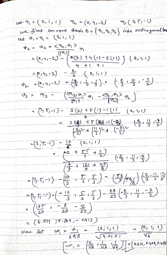 /. 4+ M. t에(2) 어 (2) 3 (SD we first convert boasts B = {n, Pleas} into orthogonal base net van (2) <24> [TIVIN = (-2) - ( ale
