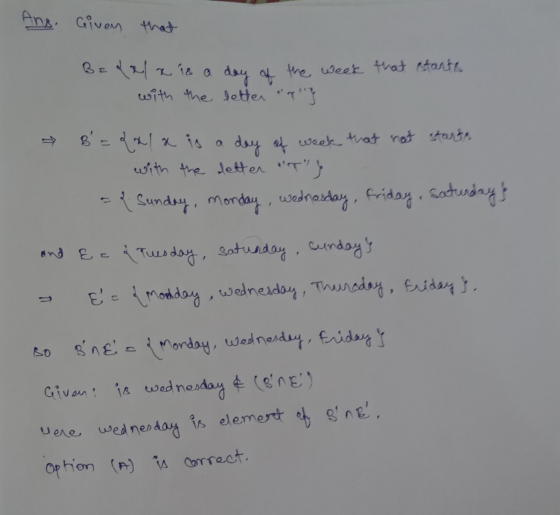 Ans. Given that Bedal x is a with the letter oping day of the week that istanta day of week that not starta ga qalx is a wi