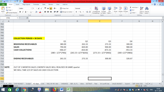 ACCOUNTS latest - Microsoft Excel (Product Activation Failed) View Add-Ins File Home Insert Page Layout Formulas Data Review
