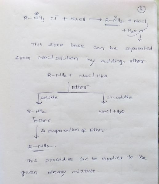 2 R-NH CI+Nao R-NH tNacl Thi base ०০१ ce parated Conn be Nacl solotion foom adding ether acl40 R-N Ethes In colude sdube R-NH