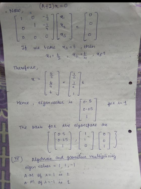 (A + I)x=0 SPA-AND Now o 0 -Ź HE O &z=t then Az If we take 2,2 t , Therefore, zt 4 Azt 2 x = th to t - 4 Hence elgen vector i