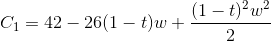 C_1=42-26(1-t)w+\frac{(1-t)^2w^2}{2}