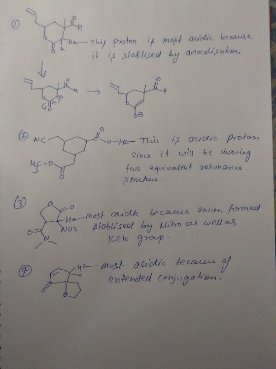 THE This Proton is most acidic because it is stablised by delocalisation Eco 09 NO ц THE This is acidic proton. since it will