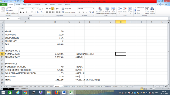 - 2x Σ AutoSum : A Fill 2 Sort & 2 Clear Filter Editing m Find & Select BOND - Microsoft Excel (Product Activation Failed) Fi