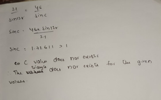 21 & Yo sina sini sine 46x sin 128 sinc - 1.72611 > for the given coc value does nor enints : The valle dous nor exists value
