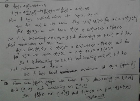 fy- 443-484+29 f 1 y 24 (W) - 48 (wy + 24 mW 1272-48 Now of hay critical points at No 2, U= -2 Now for a<-2 we have f(W) = 1