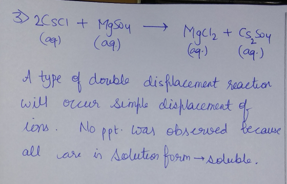 32CSC1 + Masoy - Macl + Cs. Soy Coq) (aq) (9.) (aq.) A type of double displacement reaction will occur simple displacement of