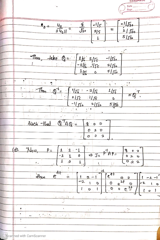 Date Page 4 114311 S J30 215 -1/330 21530 51530 L Thus, take Q= 16 2155 -21 -Iss 16 -1/530 21530 51530 0 Then 156 -2/56 1116