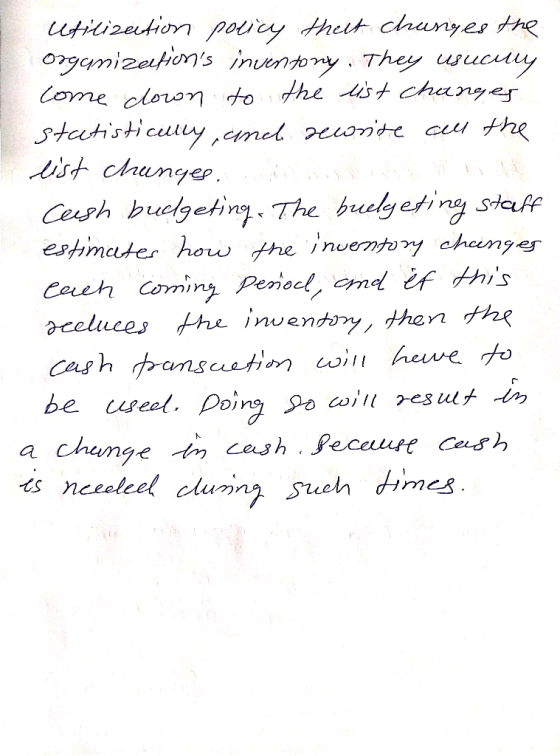 Utilizection policy thert changes the organizations inventory. They usucury come clown to the list changes statistically and